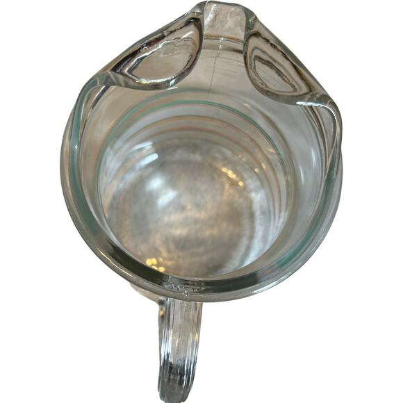 Vintage Striped Glass Pitcher Turquoise Peach Retro - Picture 6 of 8